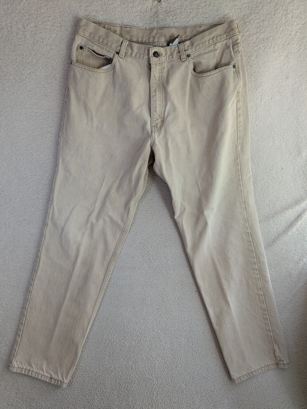 Vintage Calvin Klein Jeans Men 38x31 Beige USA Made Denim Mid Rise 5 Pocket